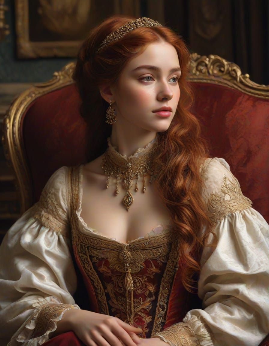 Elegant Fairy Maiden in Velvet Armchair