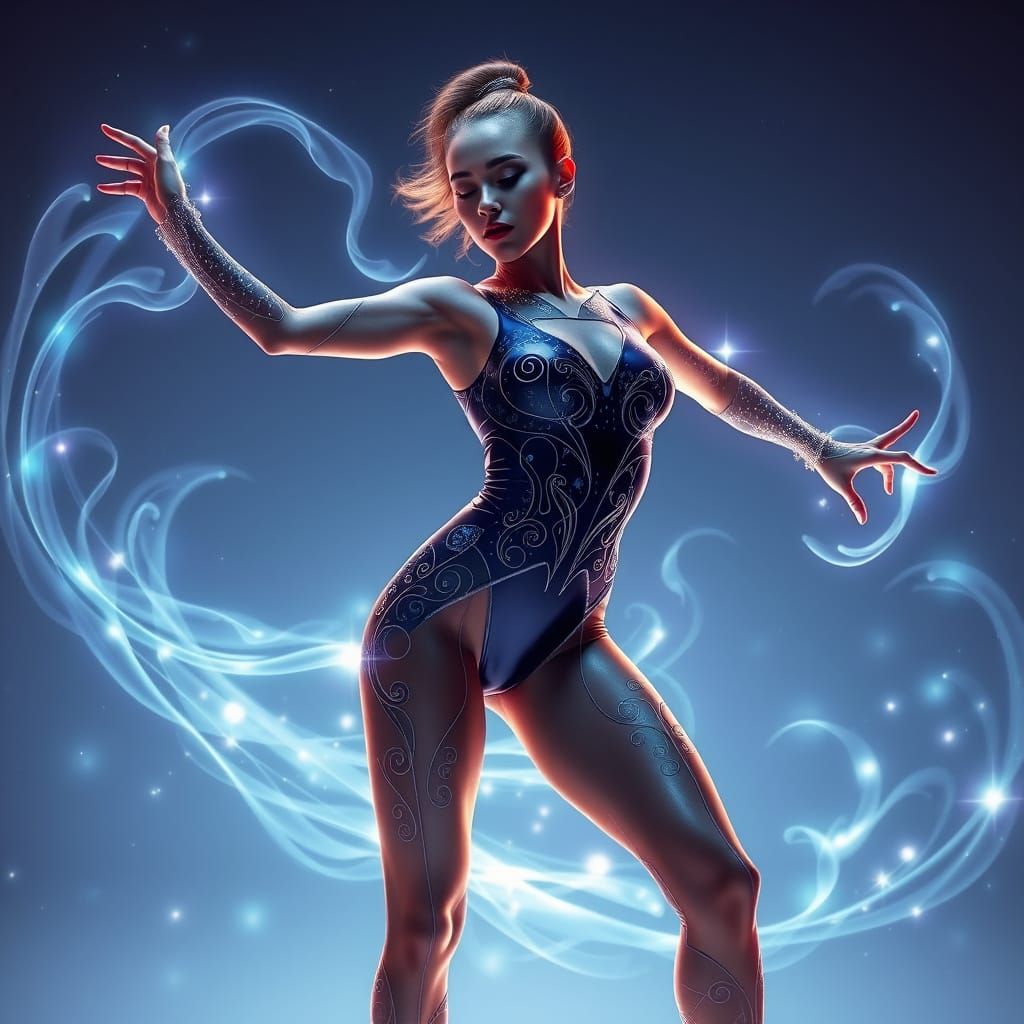 Cosmic Dancer in Latex Bodysuit