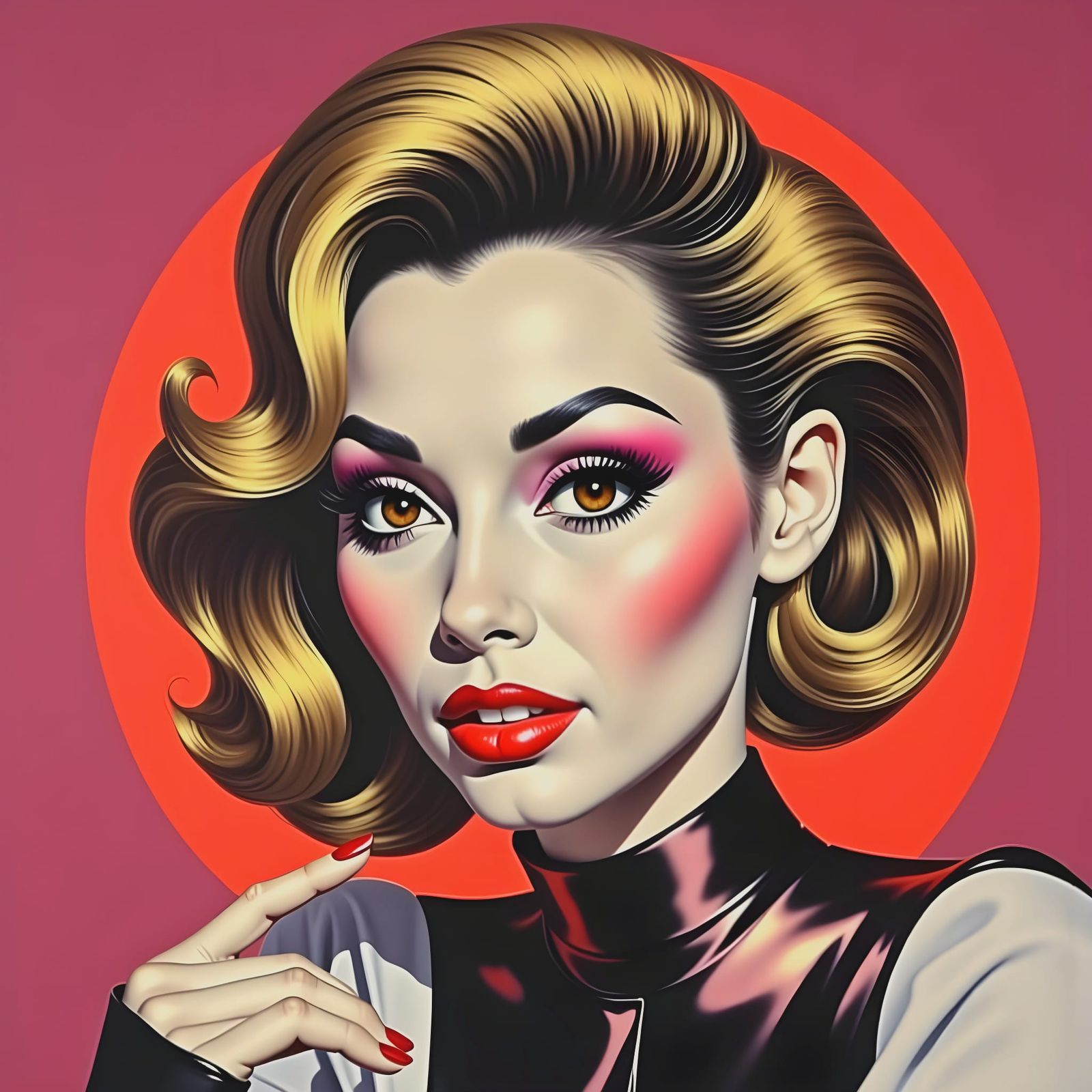 Abstract 1960s Woman with Beehive Hairstyle