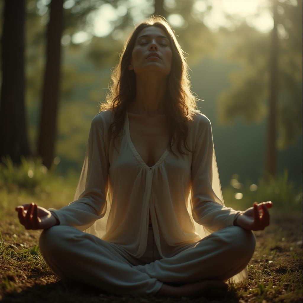 Serene Woman Meditating in Soft Light
