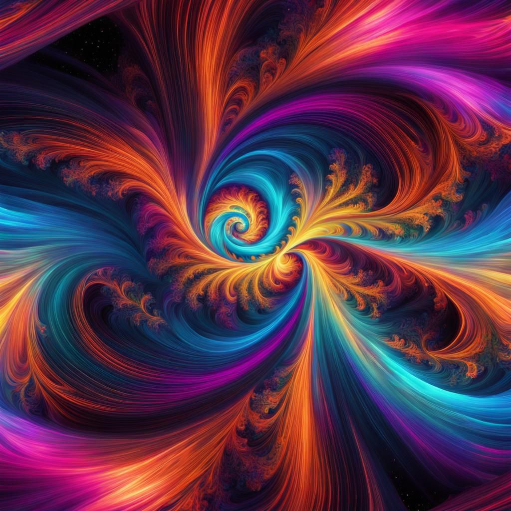 Glitchcore Galaxy Swirl Fractal with Trippy Clouds