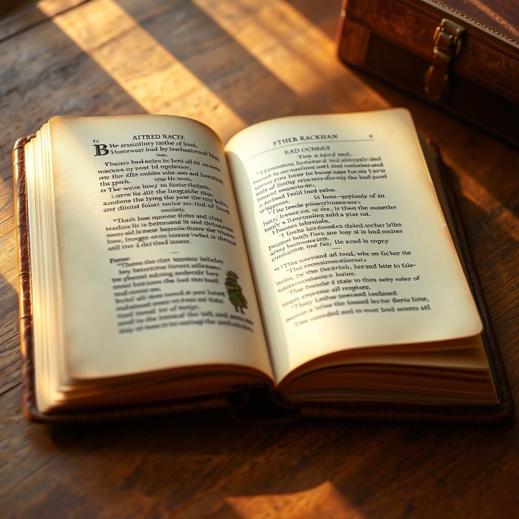 Vintage Book Pages Unfurl in Golden Light