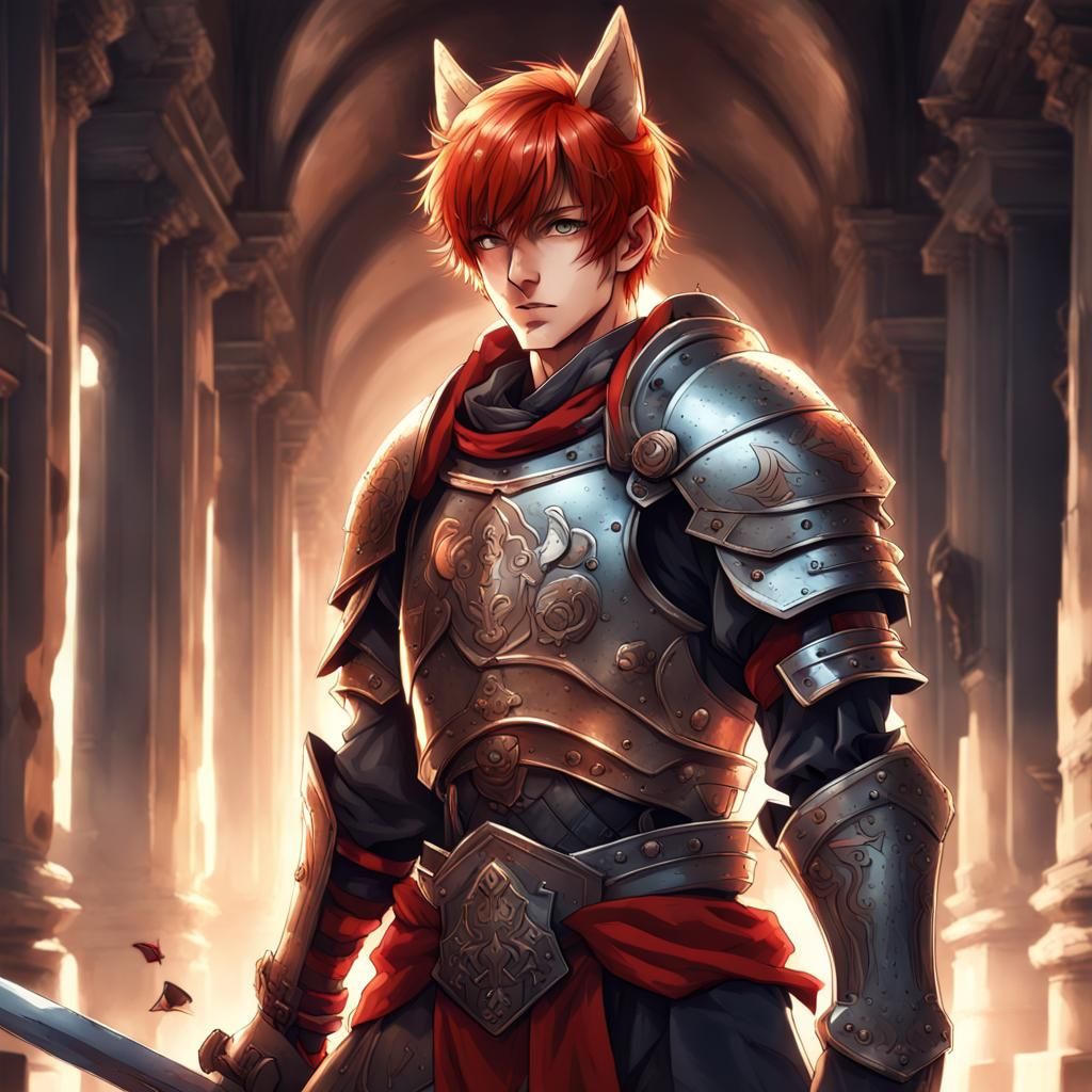 Wolf-Eared Man in Roman Armor, Anime Graffiti Art