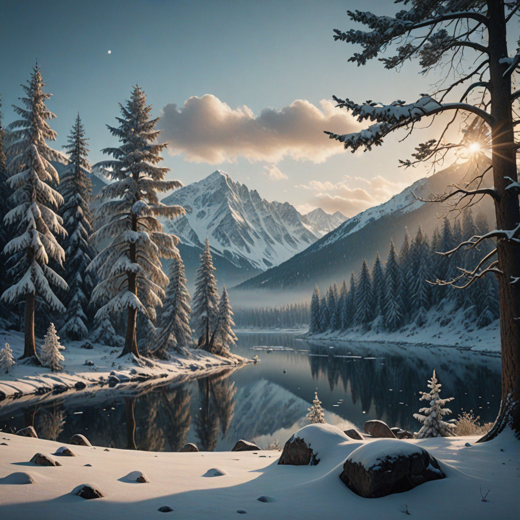 Ethereal Winter Wonderland in Cinematic Splendor