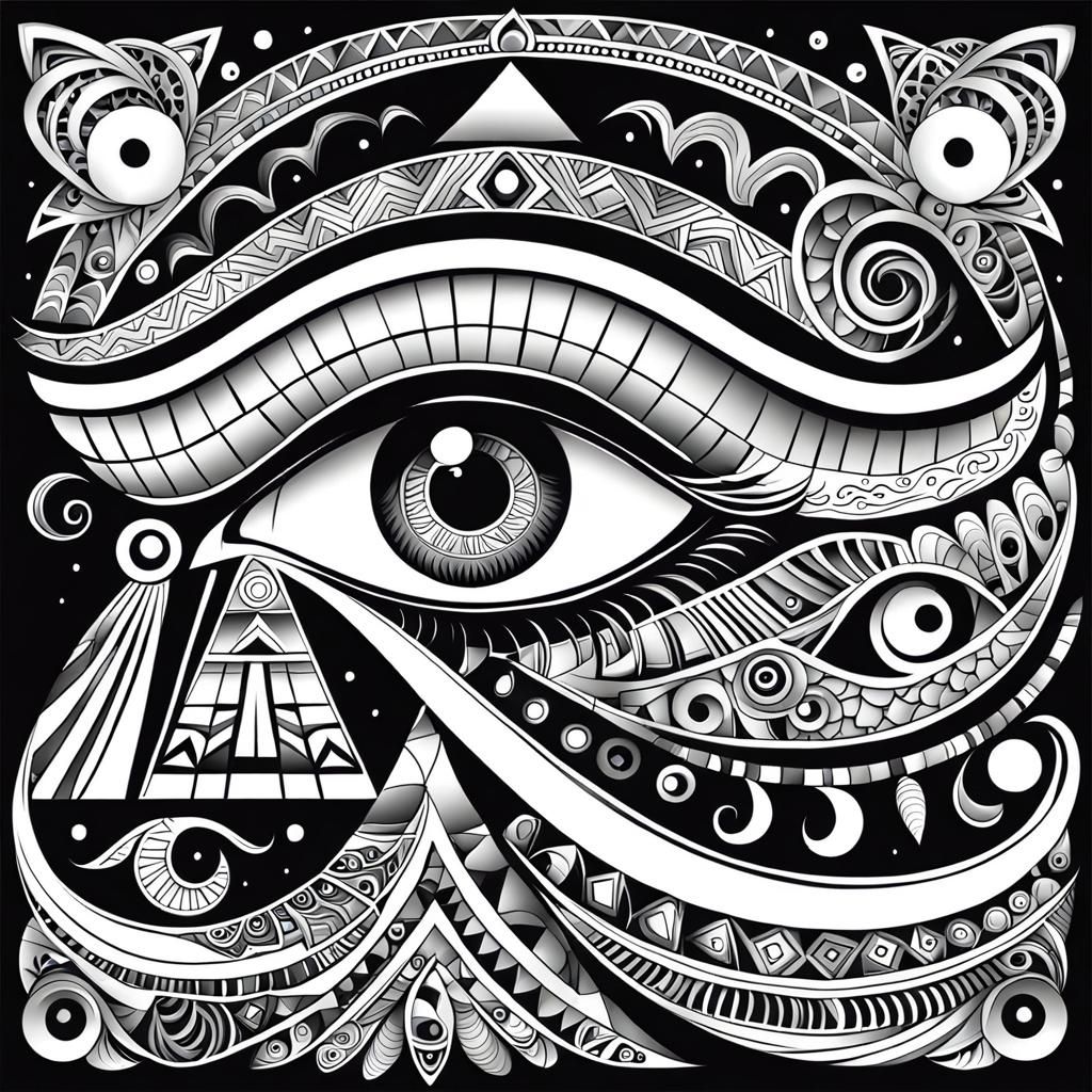 Eye of Horus Tattoo Stencil in Black and White