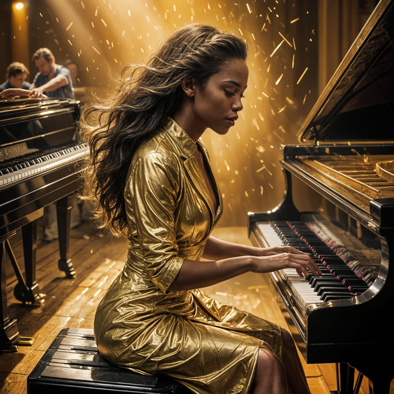 Concert Pianist Bathed in Golden Light