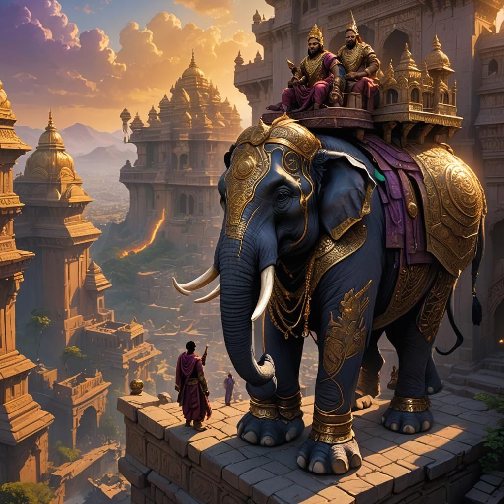 King Arjun Surveys His Kingdom in Golden Light