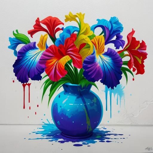 Graffiti Style Iris Flower Splash Art