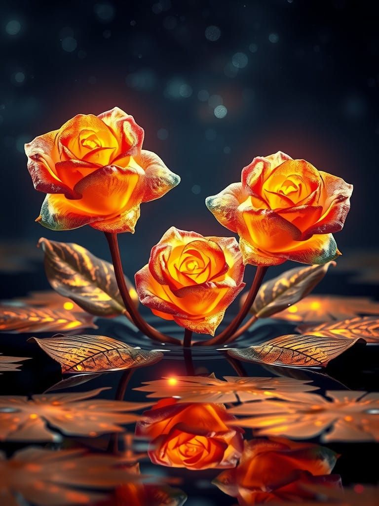 Ethereal Roses in Cosmic Glow