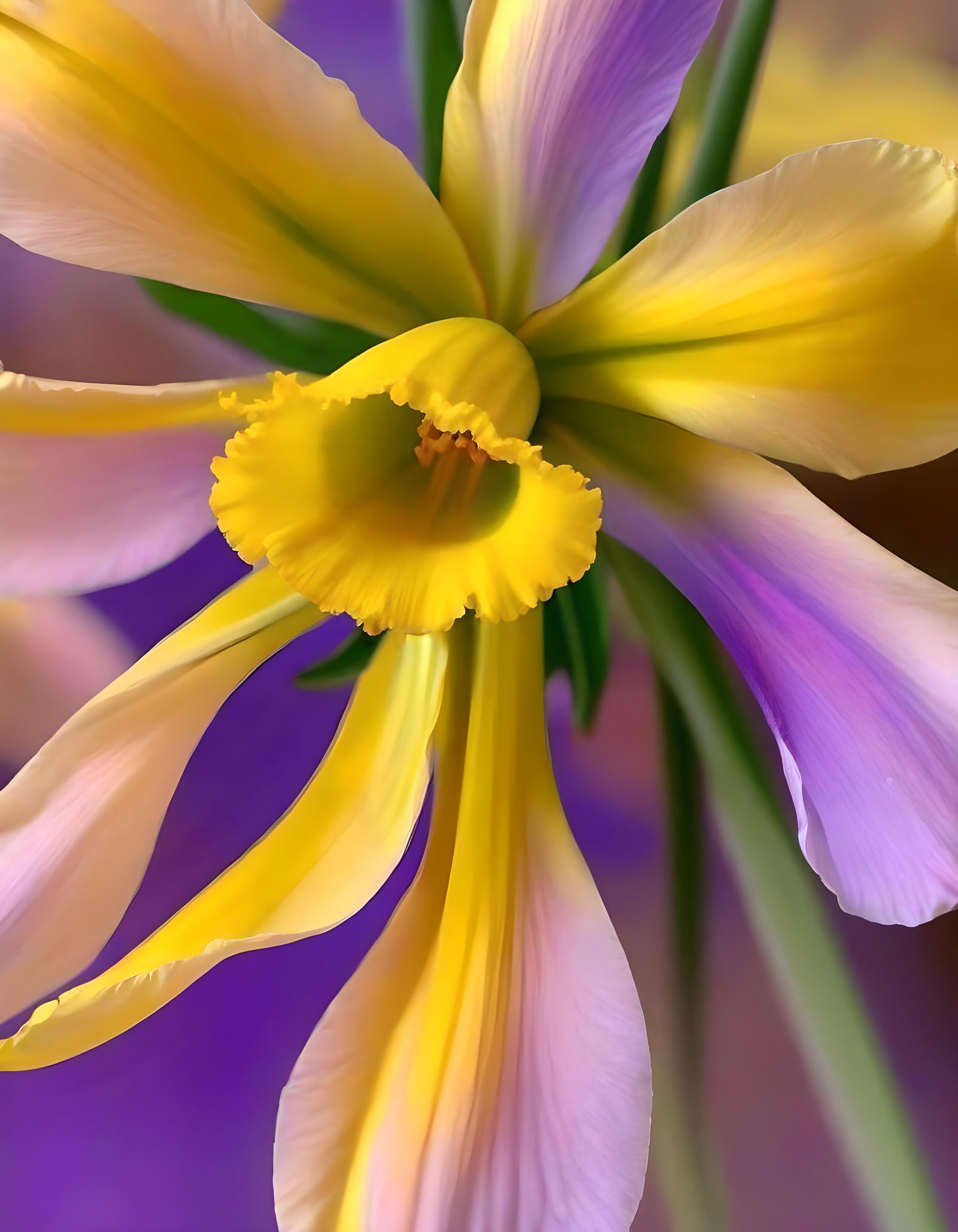 Detailed Yellow Daffodil Petal Close-Up