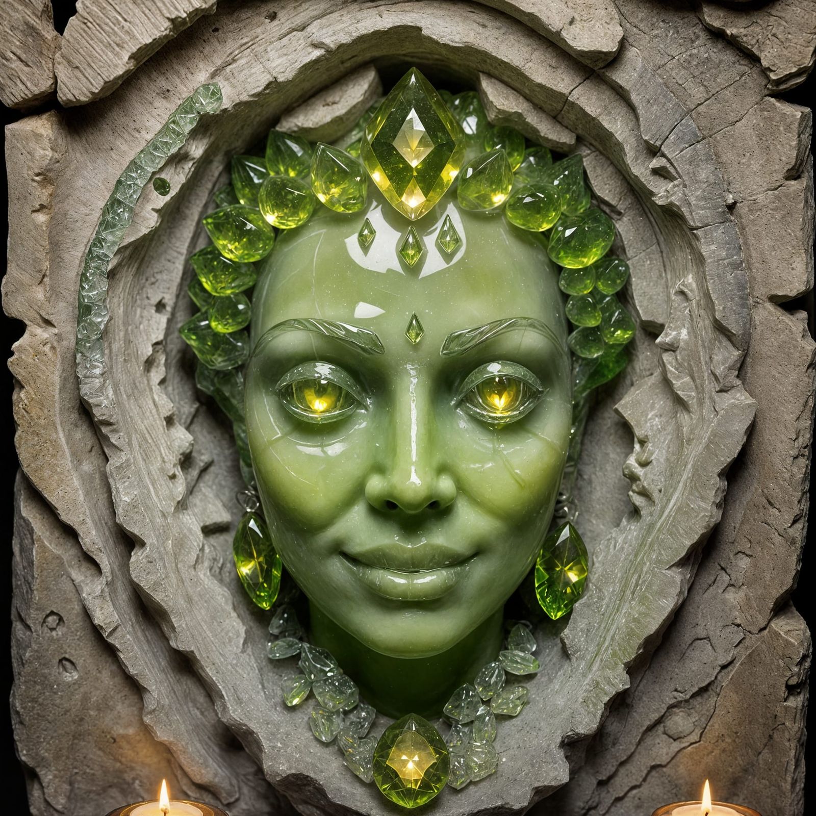 Peridot Crystal Face with Evil Grin