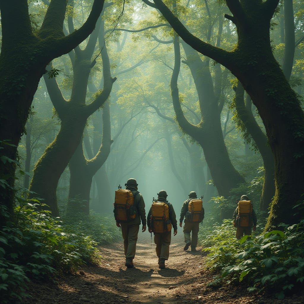 A Dark and Mysterious Forest of Twisted Black Trees Growing ...