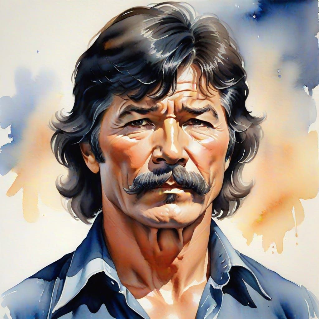 Impressionistic Watercolor Portrait of Rugged Man