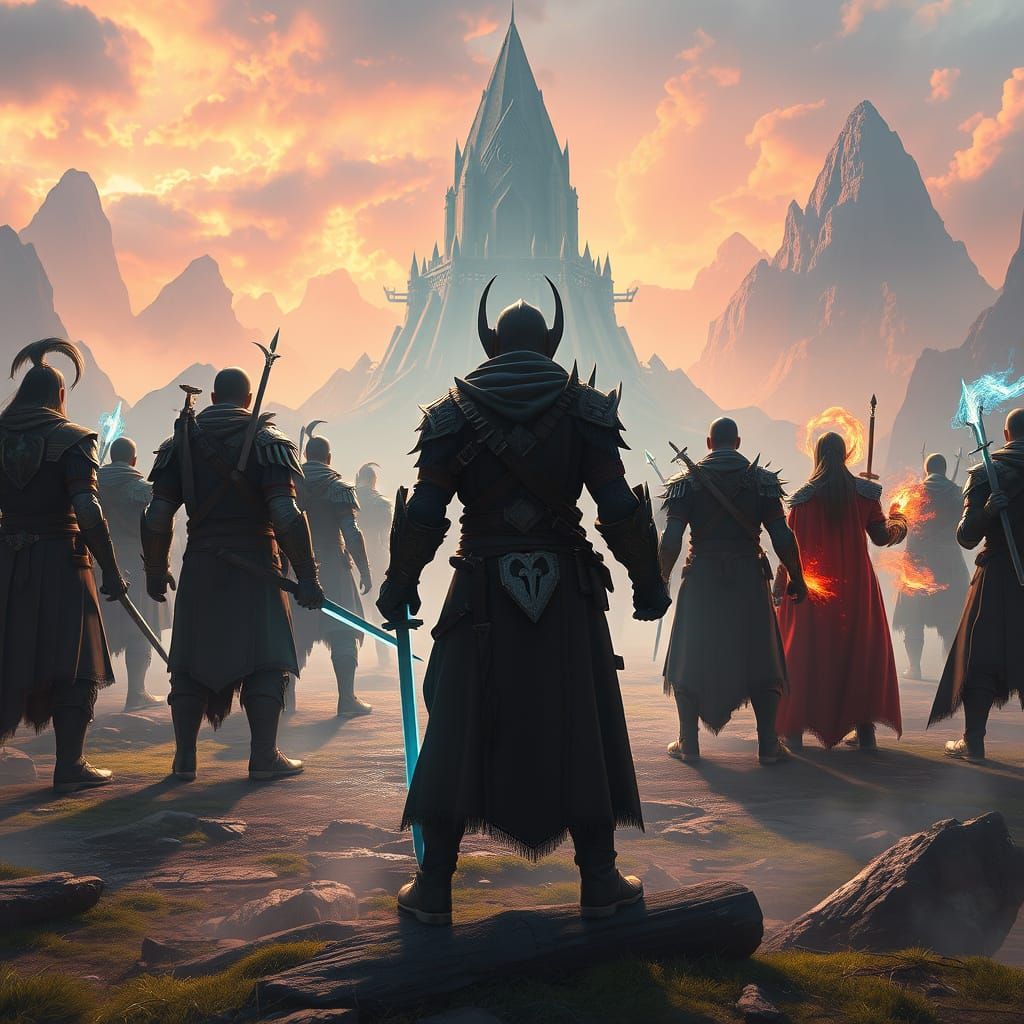 United Warriors Unite in Epic Fantasy Landscape