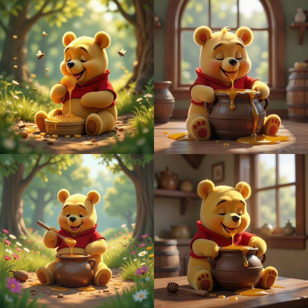 Winnie the Pooh Enjoys Honey in Epic 3D Style