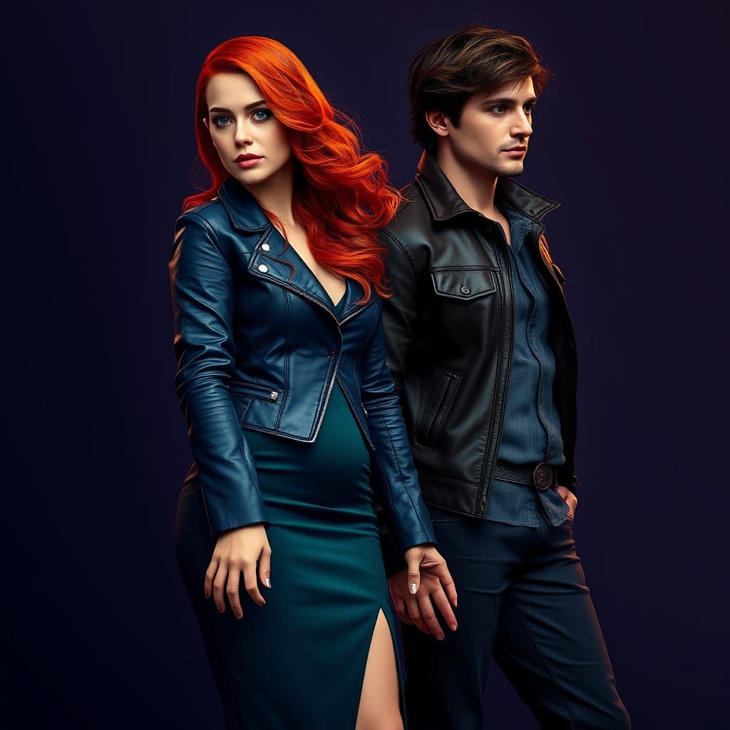 Sultry Redhead and Brooding Dark Knight in Dark Fantasy Art