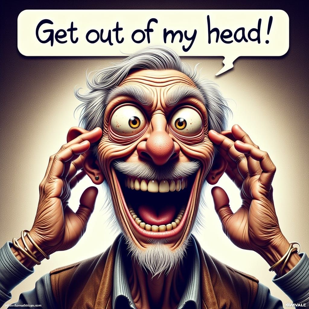 Man Reacts with Surprise to "Get Out of My Head!"