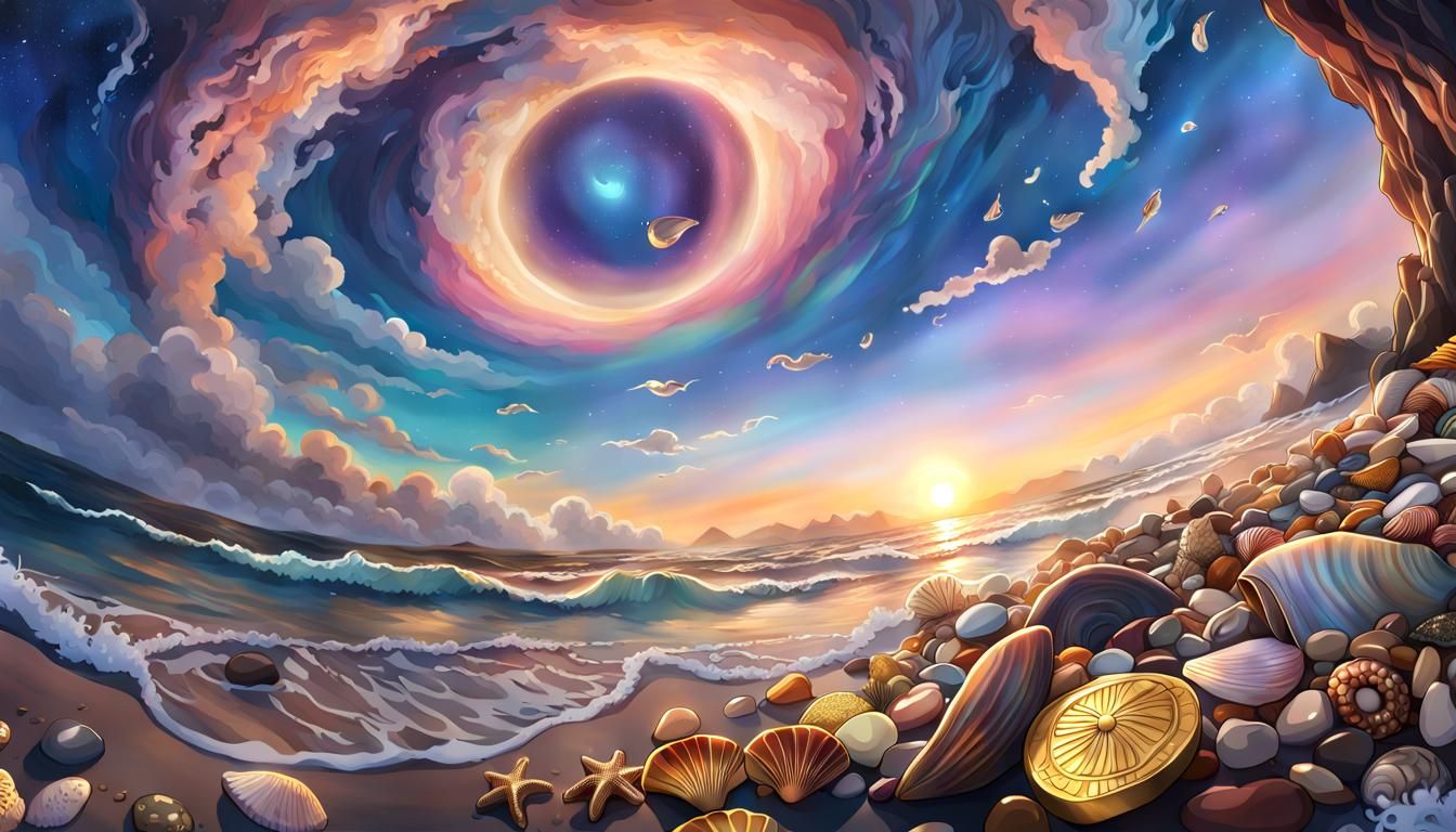 Gold and Silver Coins Washed Ashore at Sunrise