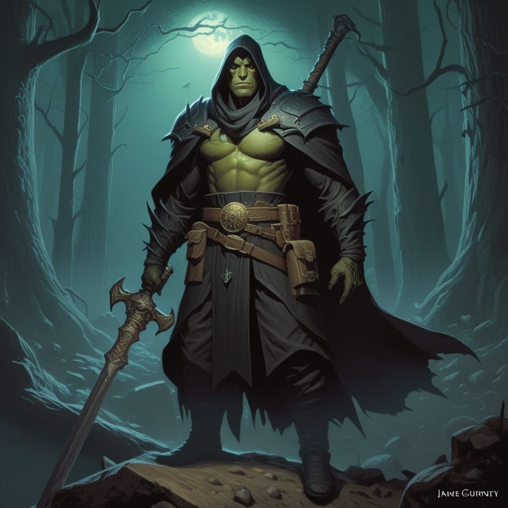 Grimdark Fantasy Scene in Classical Realism Style