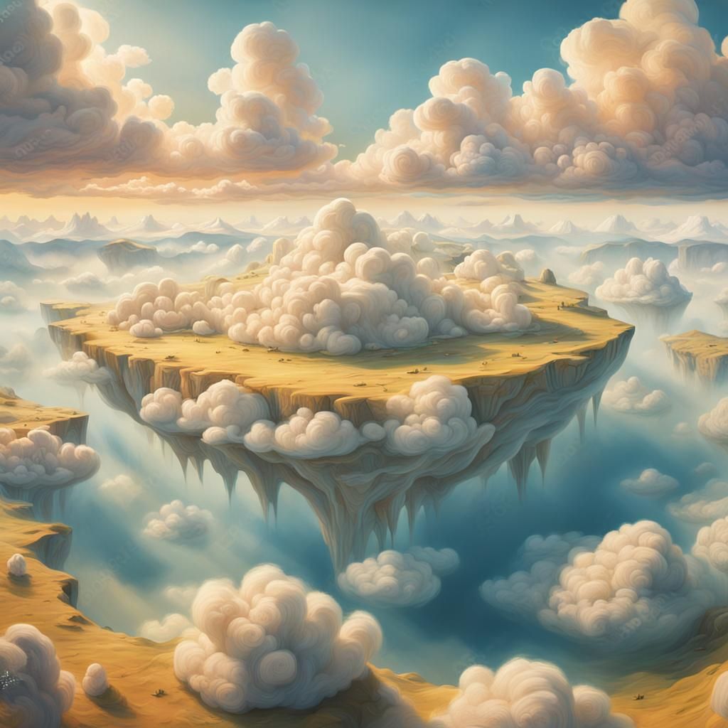 Floating Islands in a Dreamy Surreal Landscape