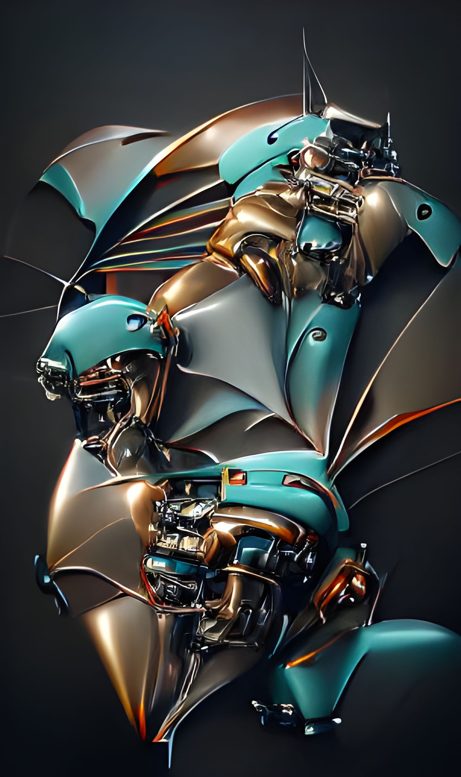 Art Deco Bat Mecha in Cyberpunk Style