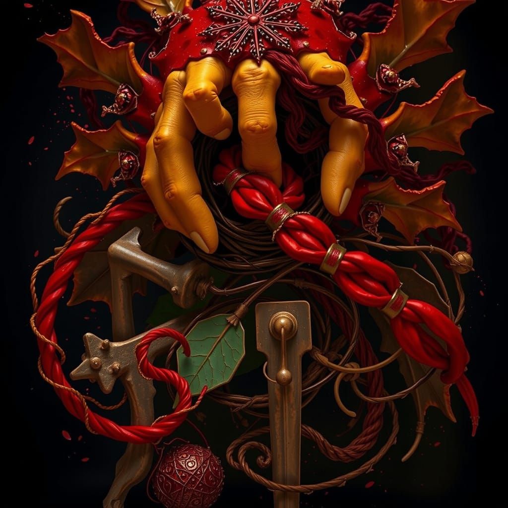 Abstract Swirling Scarlet Forms in Motion