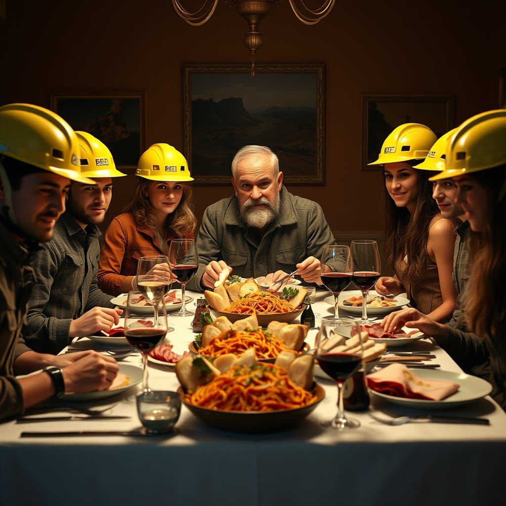 Italian Geologists Celebrate in Cinematic Film Still