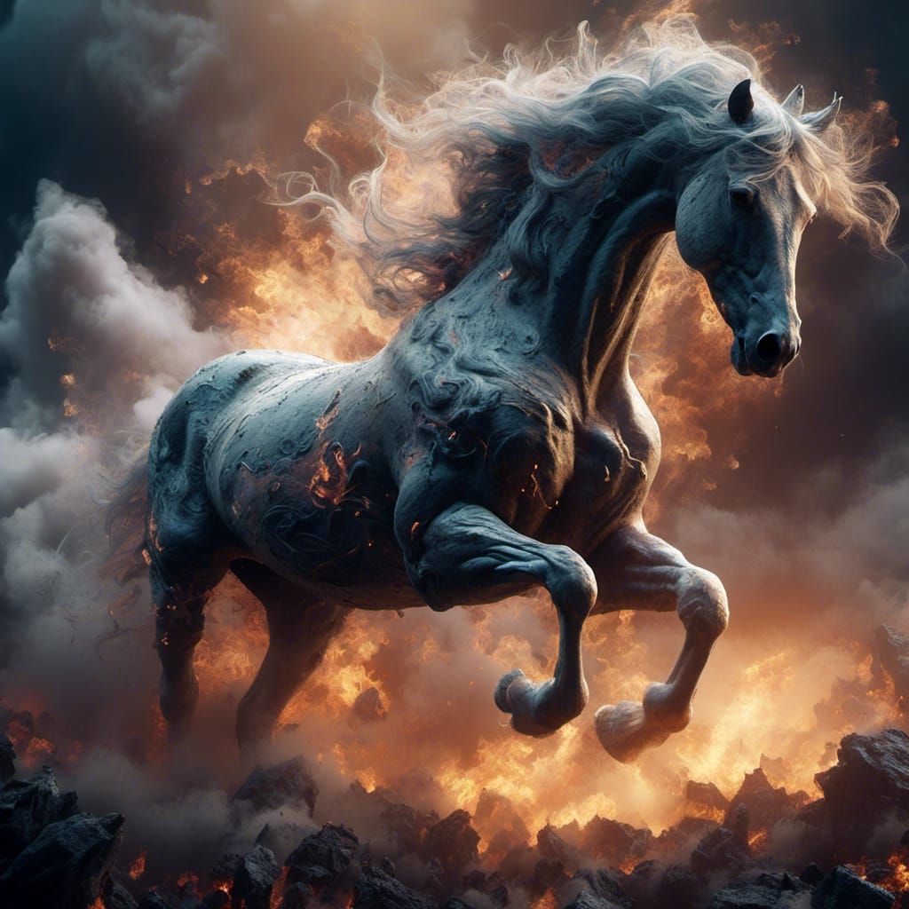 Dramatic Smoke Horse Fantasy Artwork