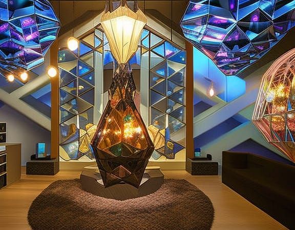 Glowing Crystal Exhibition in Psychedelic Style