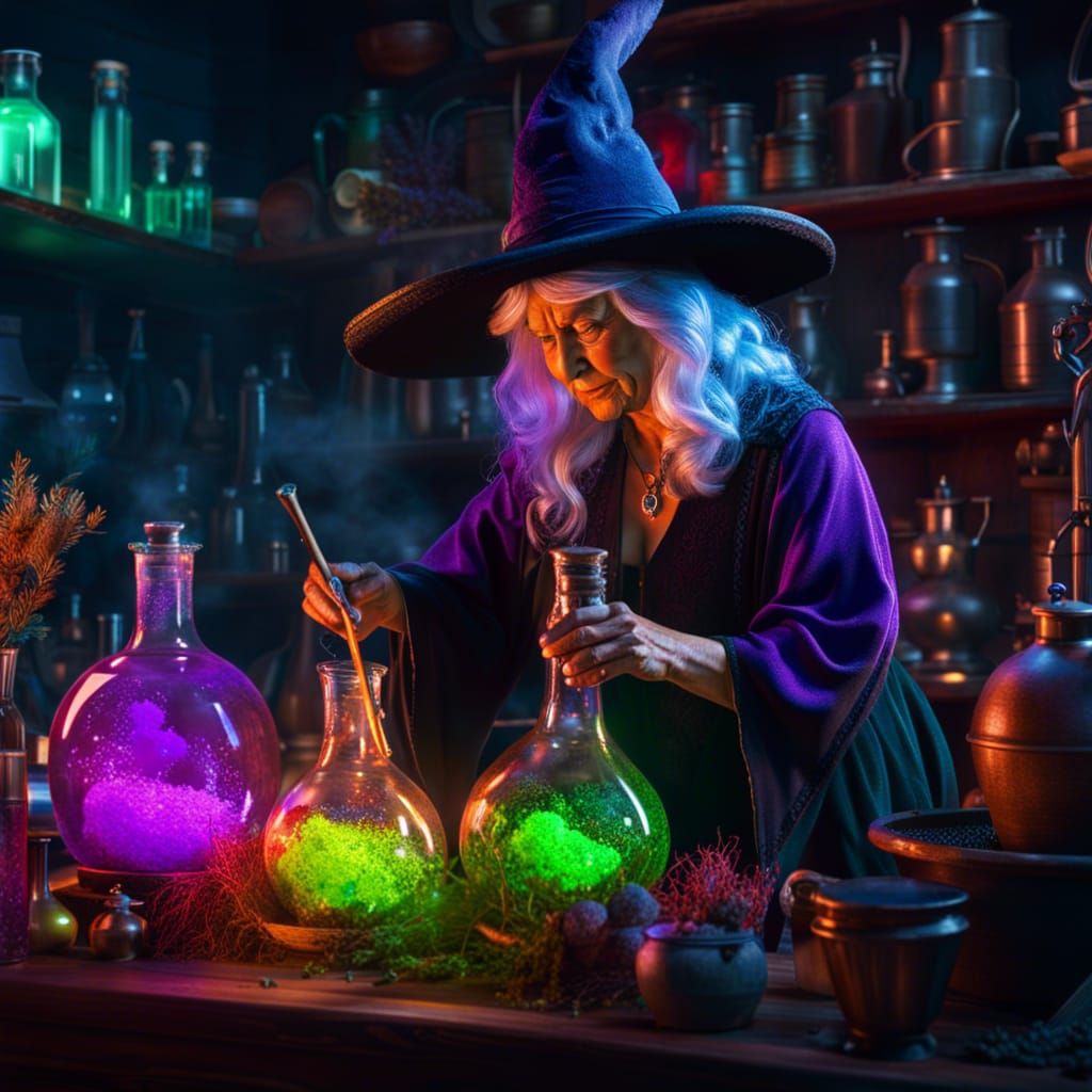 Whimsical Witch Brews Elaborate Toxic Potion