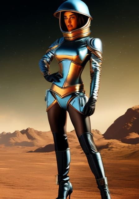 Retro Sci-Fi Pinup Girl on the Moon