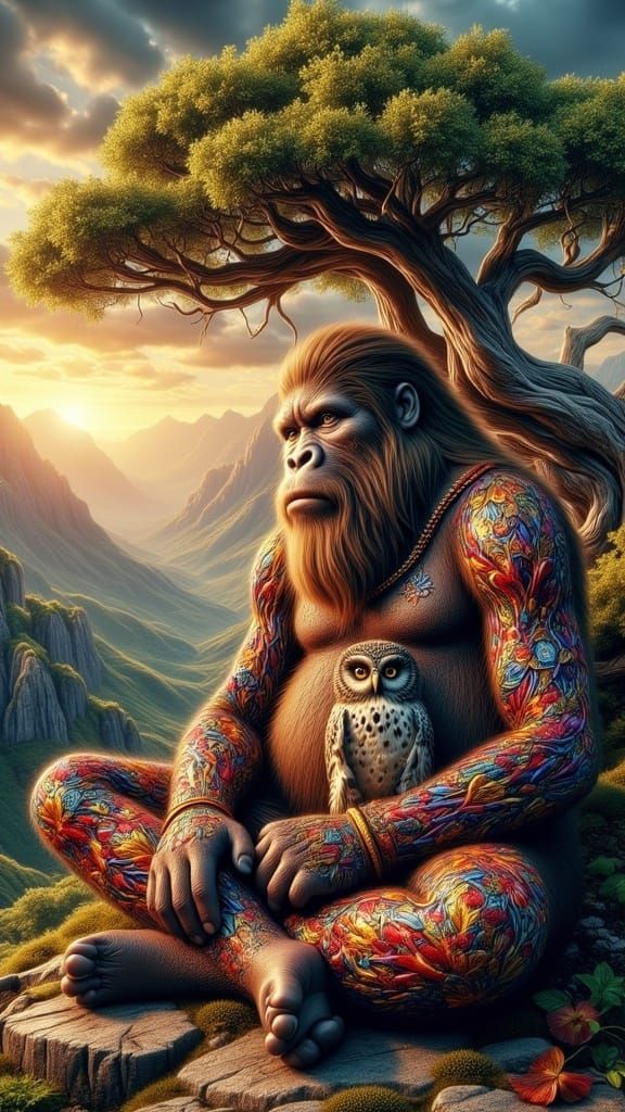 Ancient Wisdom in Digital Splendor: A Bigfoot's Enchanted Re...