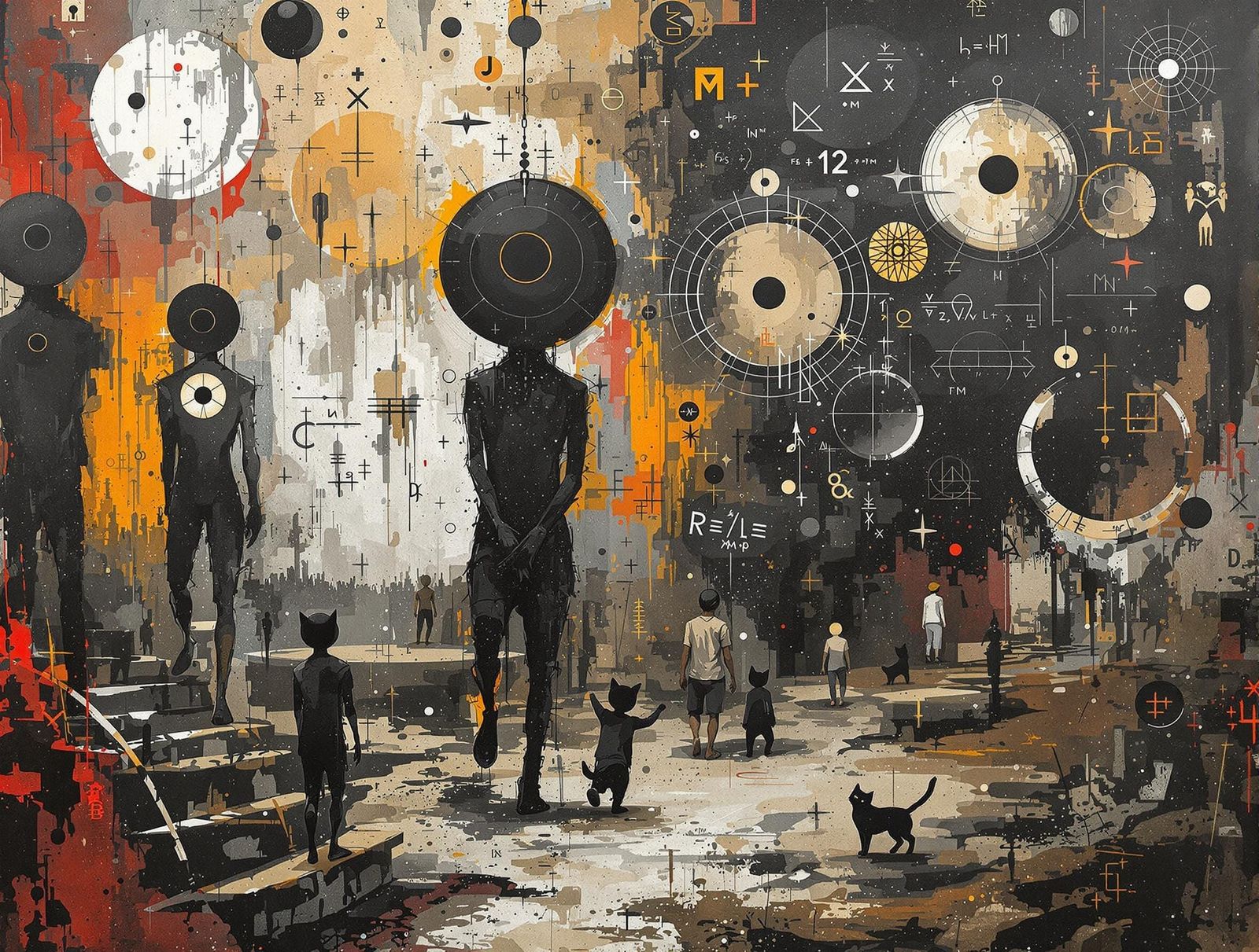 Cats Escape in Abstract Expressionist Art