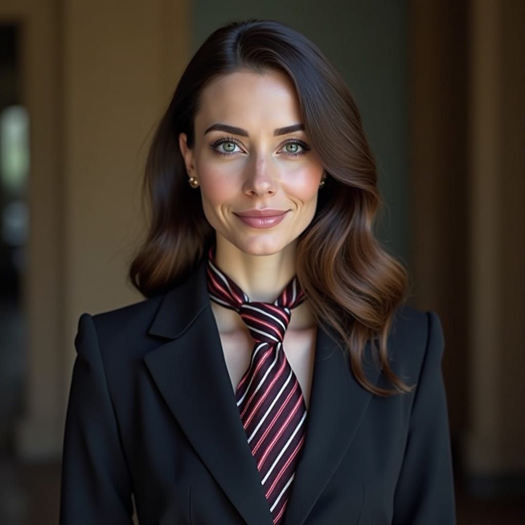 Polished Businesswoman in a Sharp British Suit