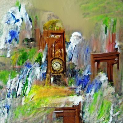 Grandfather Clock in Impasto Impressionism Style