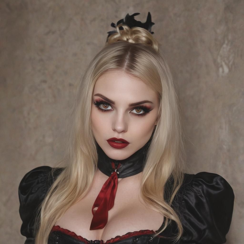 Blonde Vampiress Portrait in Dark Fantasy Style