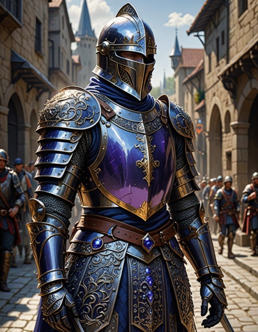 Knight in Tanzanite Parade Armor: Heroic Fantasy