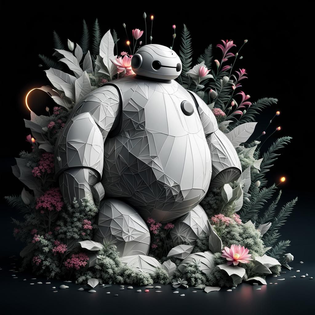 Abstract 3D Baymax in Magical Botanical Garden