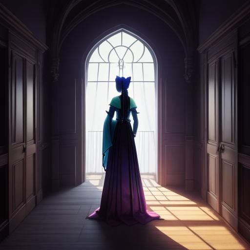 Alien Princess Guarding Castle in Anime Style