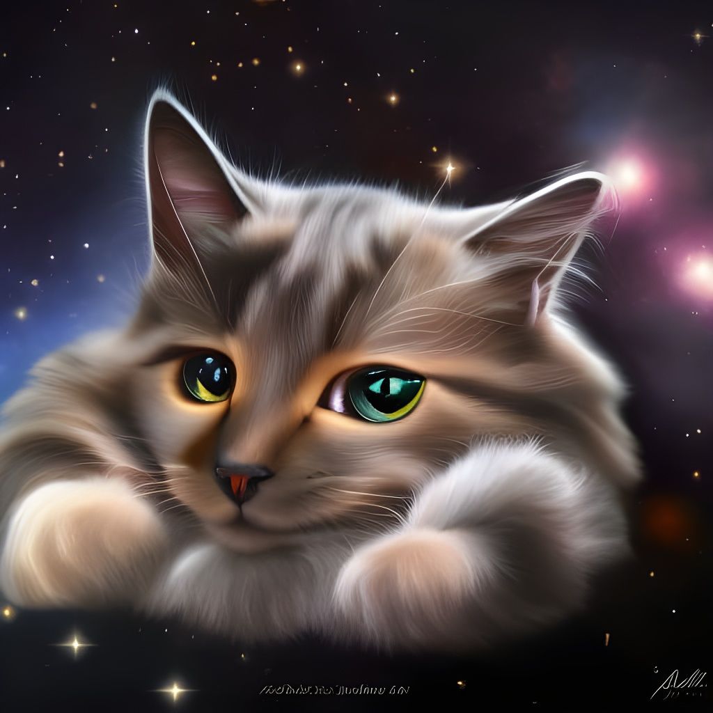 Hyperrealistic Galaxy Shaped as a Cat: Fantasy Art