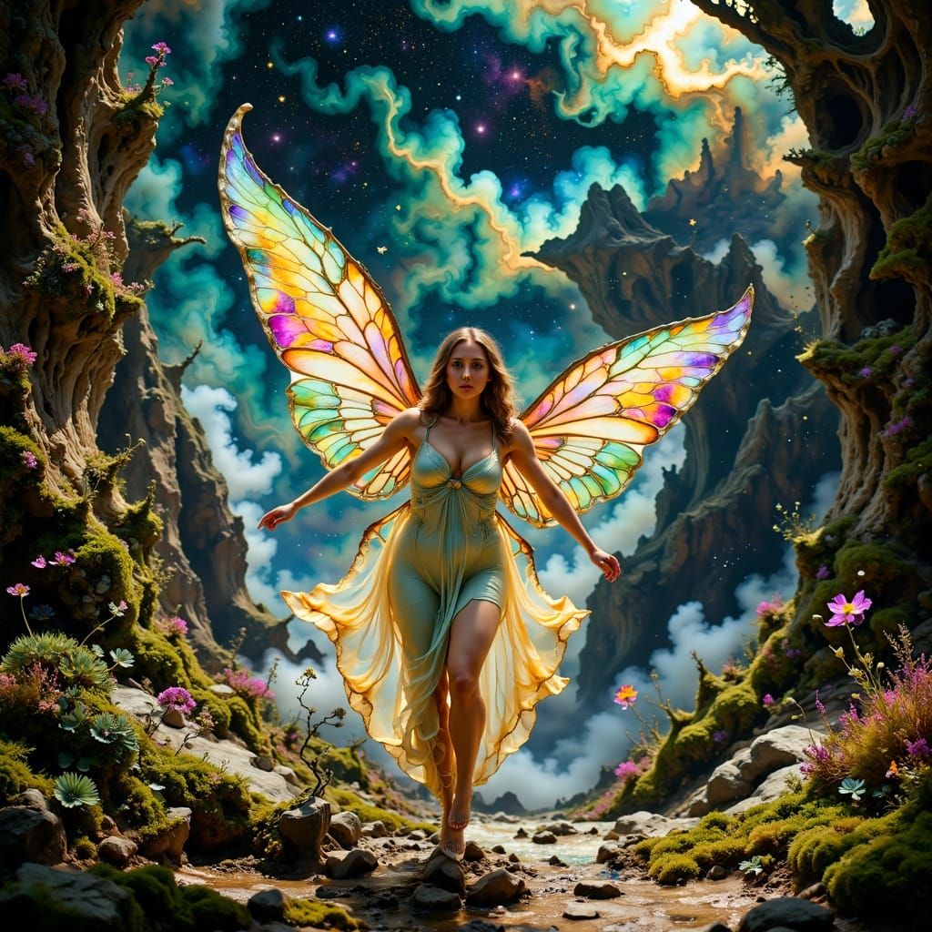 Ethereal Fairy in Mystical Forest, Hyperkraximalismus Style