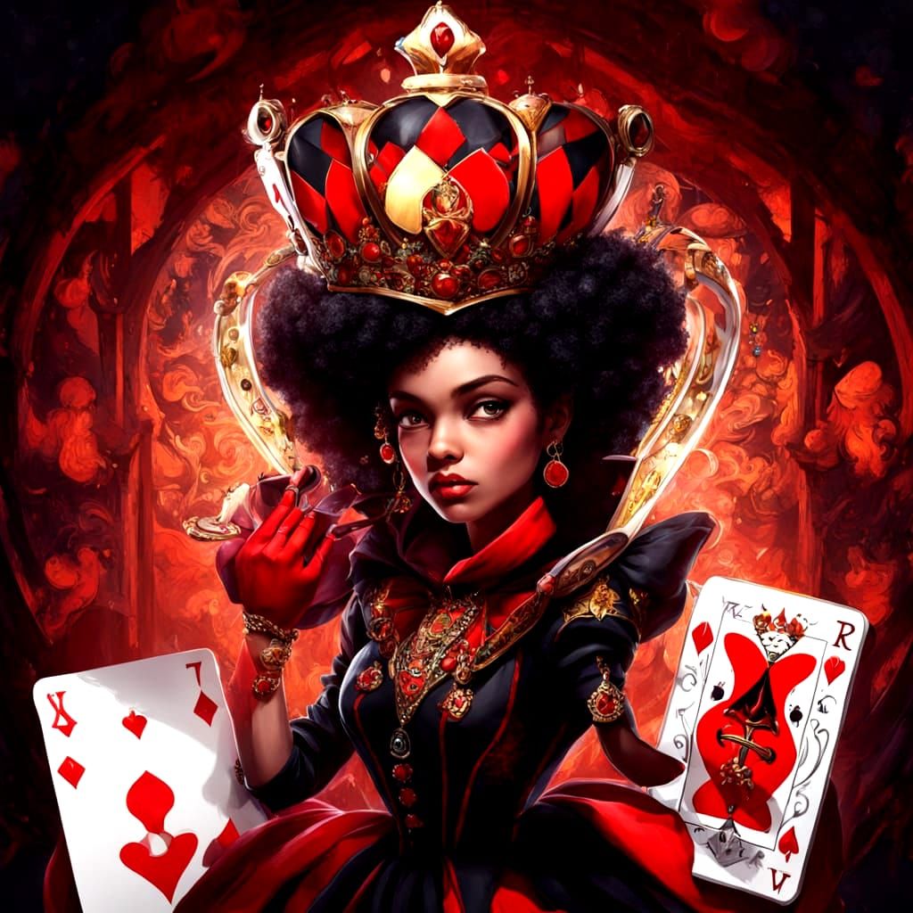Queen of Hearts Stepping Out of Card Frame