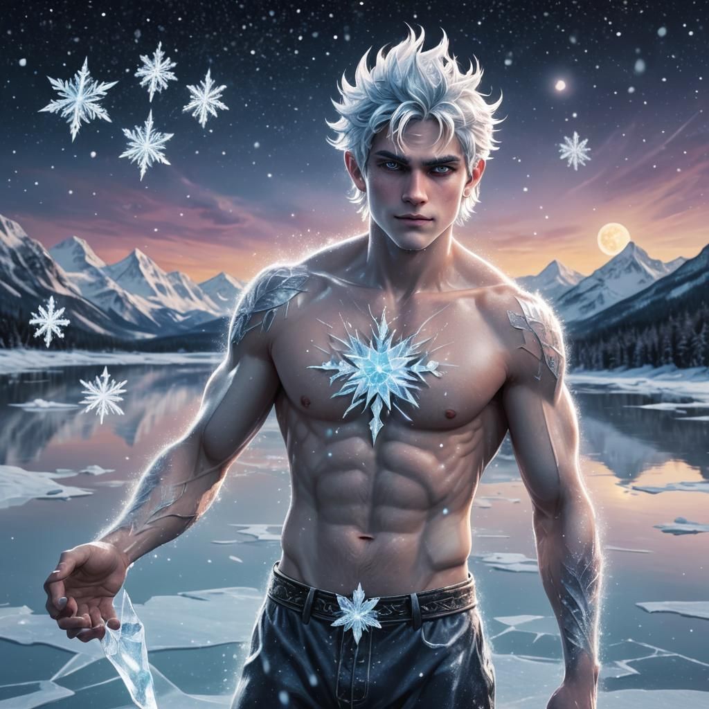 Jack Frost on Frozen Lake in Astral Illustration