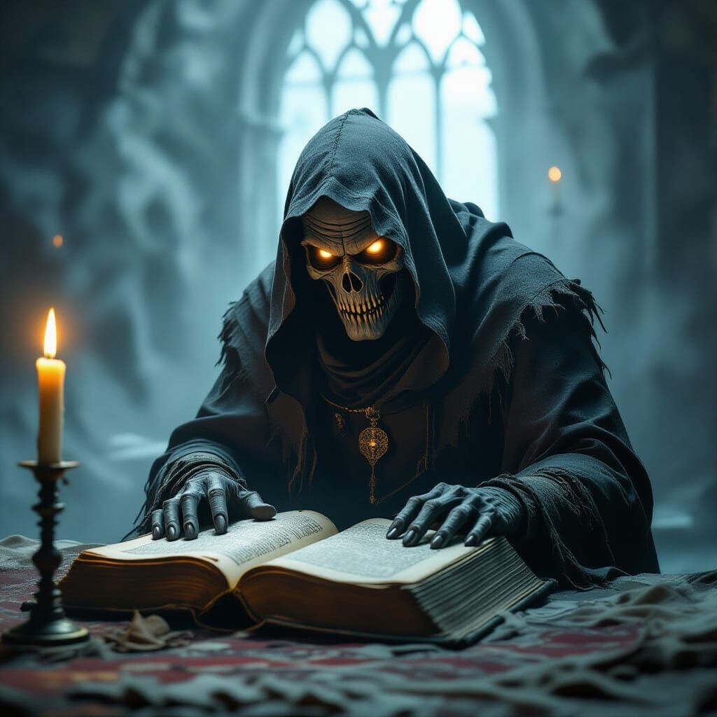 Medieval Scholar as Terrifying Ghoul in Dark Fantasy Art