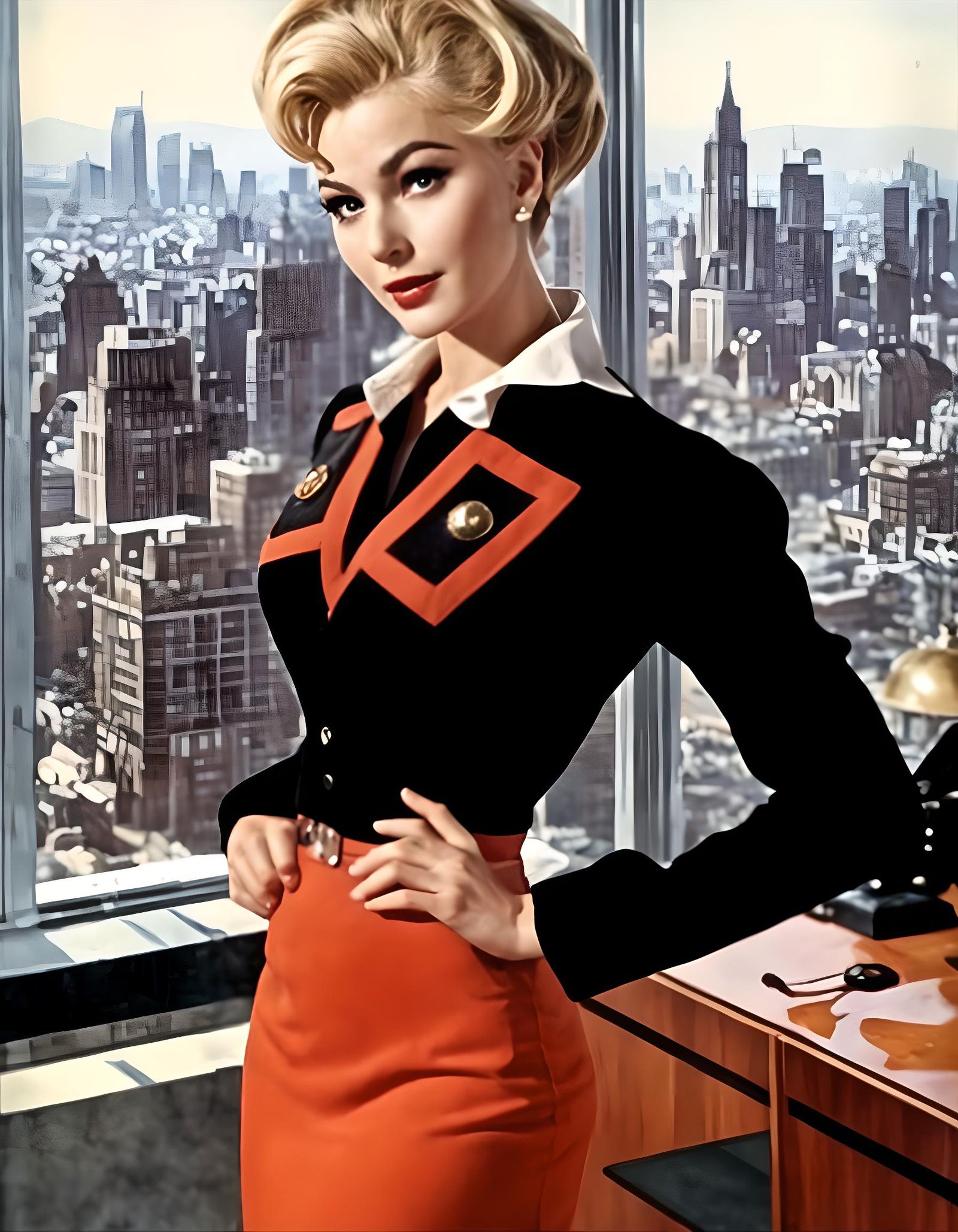 1960s Jet Set Secretary with Bouffant Updo