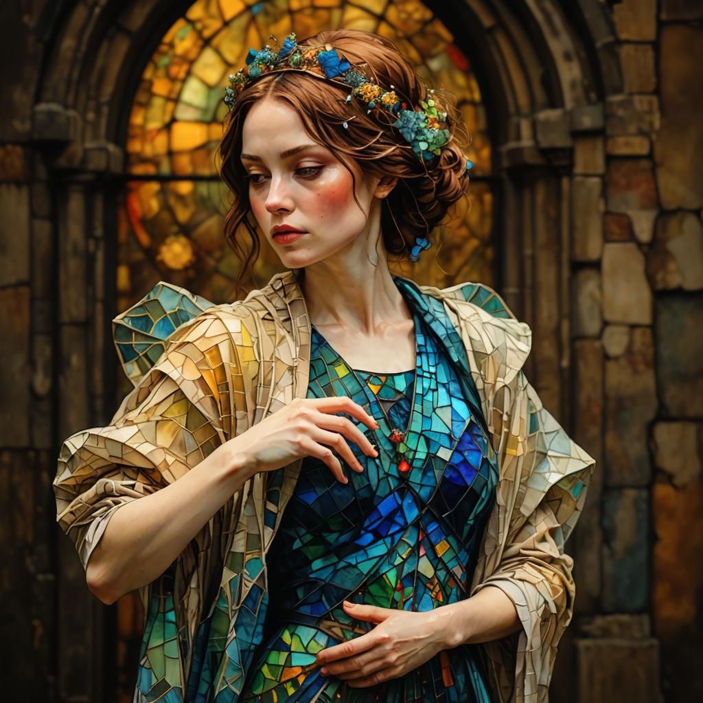 Vibrant Stained Glass Art Brut Illustration