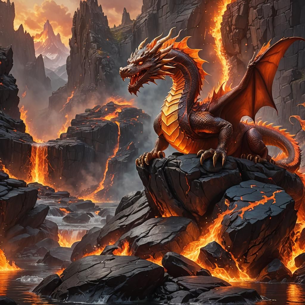Fire dragon with fire bacground
