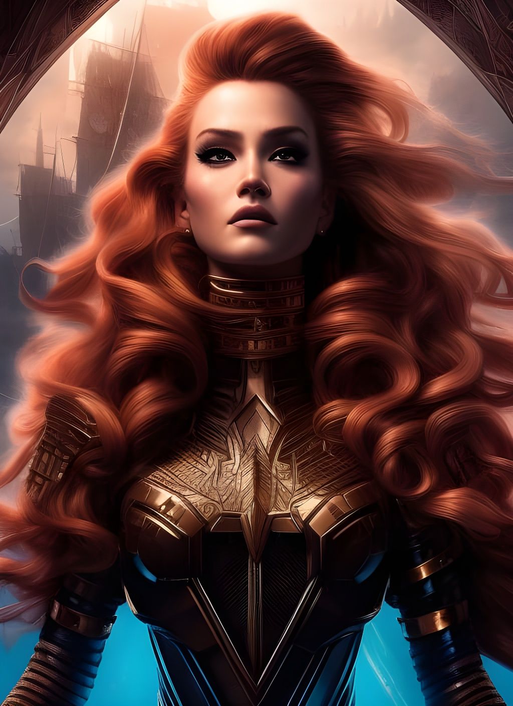 Gloomy Warrior Princess in Comic Style