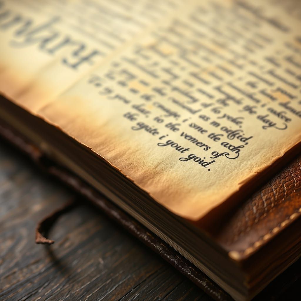Aged Leather Book Page Illuminated by Warm Light