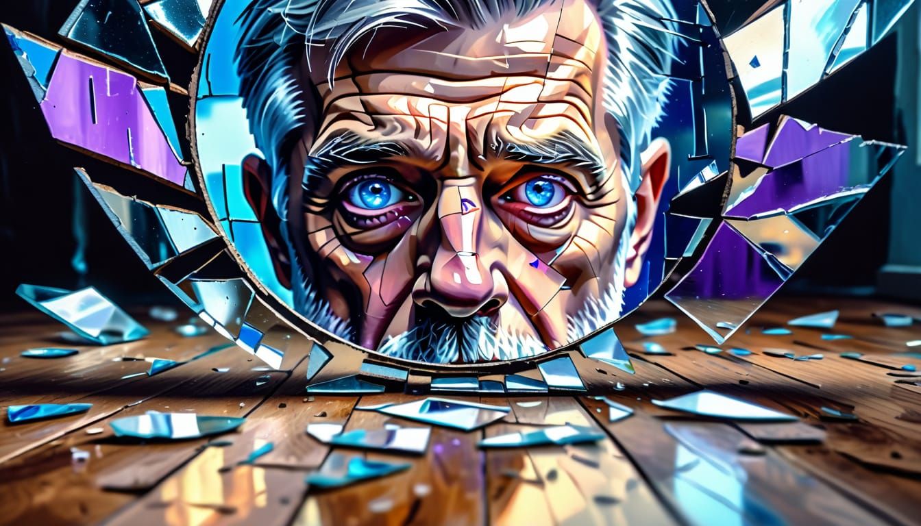 Distorted Reflection: Shattered Mirror Surrealism in Oil Pai...